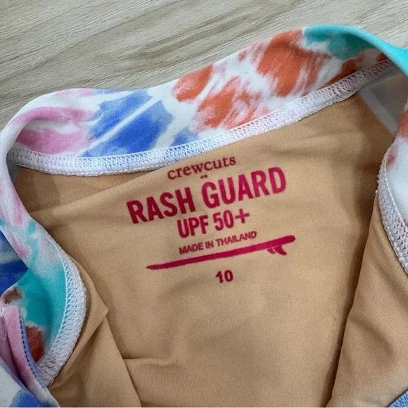 Crewcuts Girls Long Sleeve Tie Dye One Piece Sz 10 UPF 50 + pink blue white - Picture 4 of 5